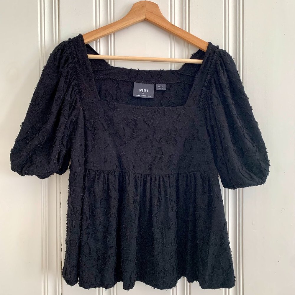 Maeve Black Puff Sleeved Top
